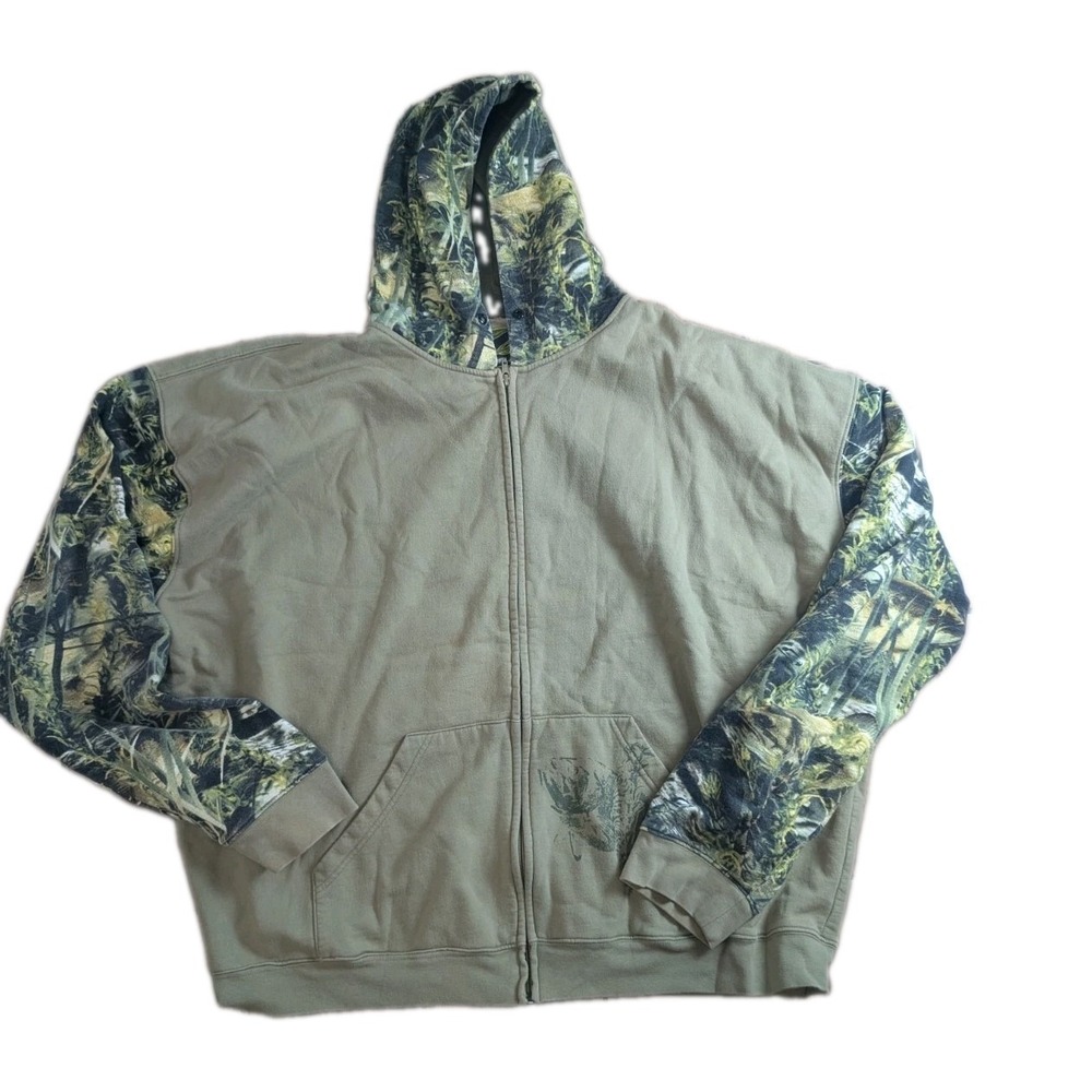Fishouflage Camo Hoodie Men's 3XL Full Zip Hunting Sweatshirt Mossy Oak Style